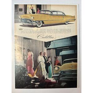 1956 Cadillac Yellow Vintage Automobile Car Magazine Ad